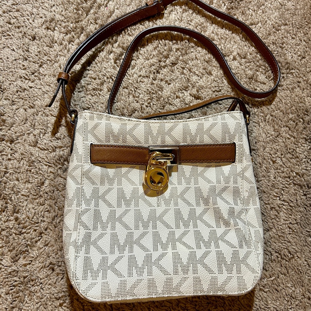 Michael Kors Cream and Brown Crossbody Bag